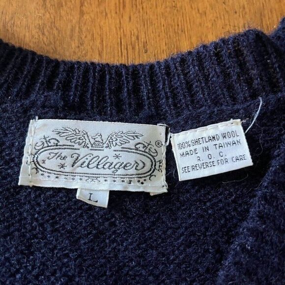 Vintage 1990s Womens The Villager Shetland Wool Preppy V Neck Sweater Vest Sz L - Picture 8 of 8